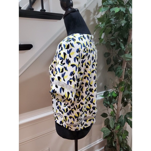 New York Women's Multicolor 100% Polyester Round Neck Short Sleeve Top Blouse L - Picture 5 of 12